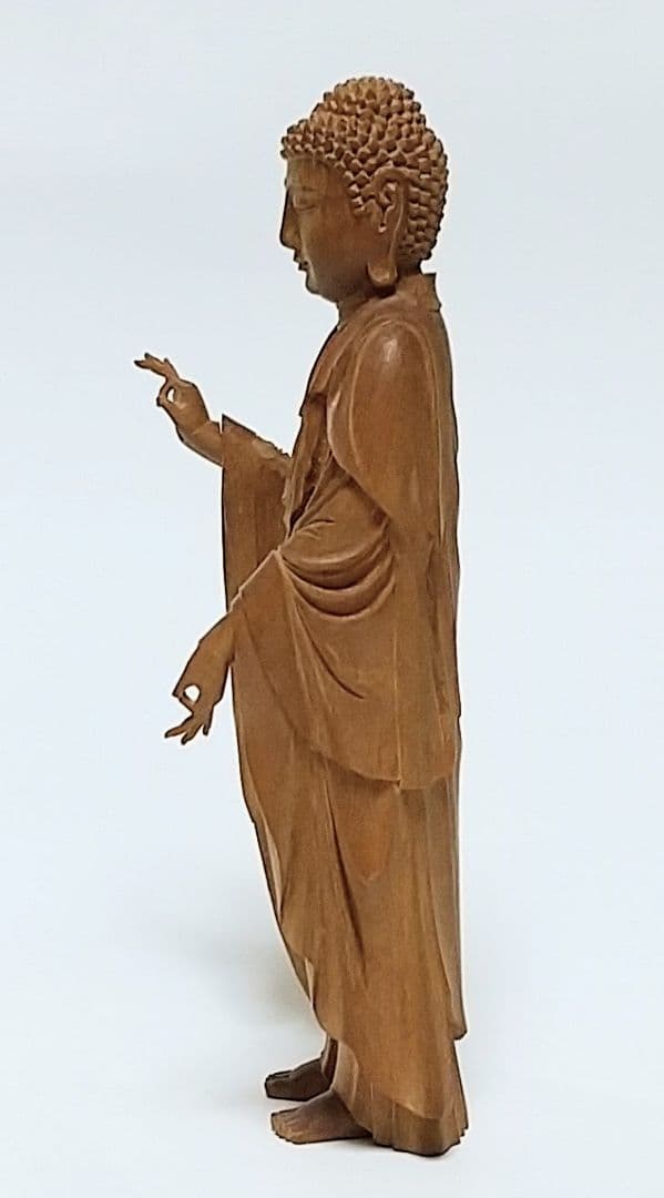 阿弥陀如来立像 5寸 像のみ #662 ◆白檀 木彫 仏像