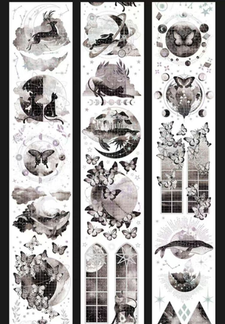 切売 203★ 海外 マスキングテープ マステ PET 動物 猫 鯨 金銀ホロ