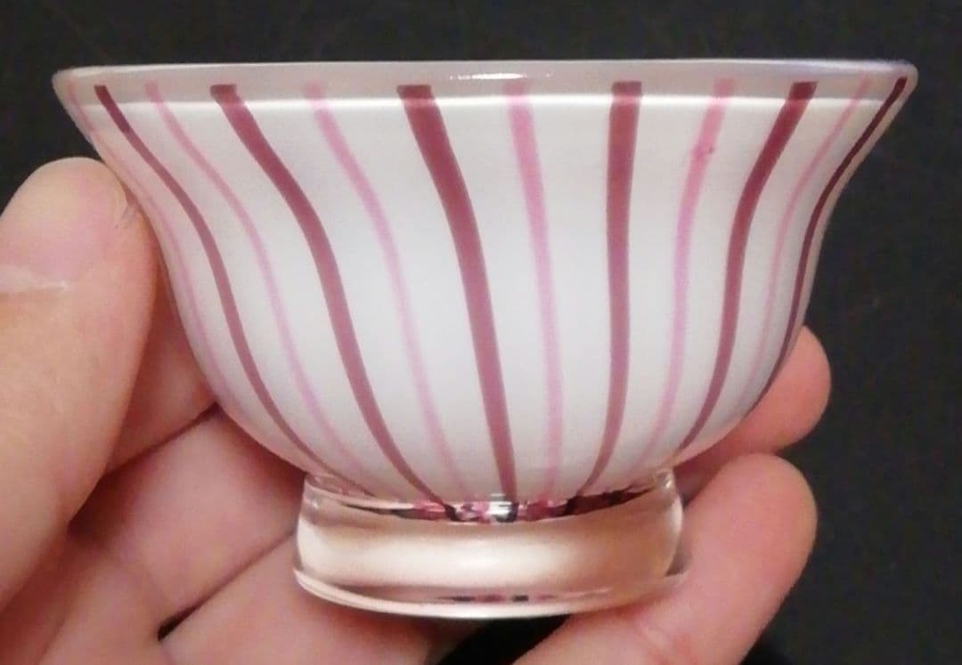 由水常雄作　ガラス　ファンシード　ベニス　ぐい呑　共箱　酒器