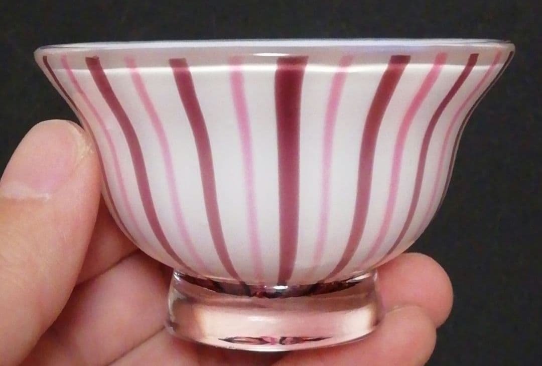 由水常雄作　ガラス　ファンシード　ベニス　ぐい呑　共箱　酒器