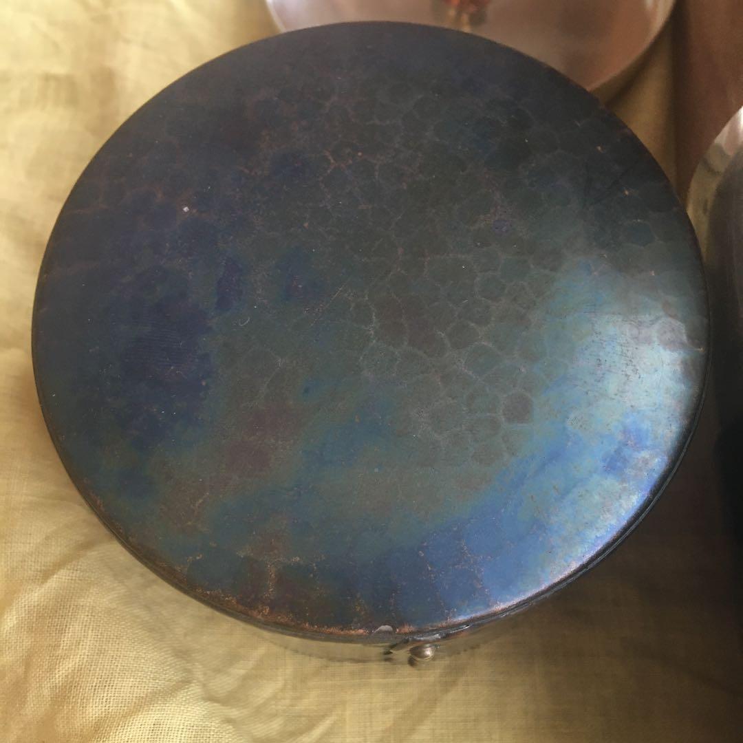 玉川堂　鎚起銅器　鋲打茶筒　茶器