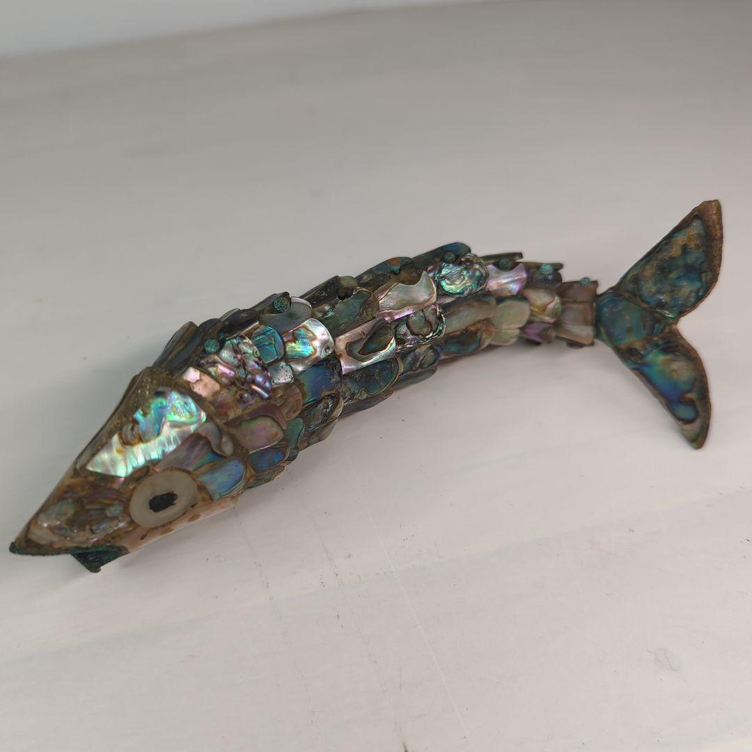 【 ヴィンテージ 】 螺鈿細工／自在細工／真鍮／ブラス／置物／体長20cm