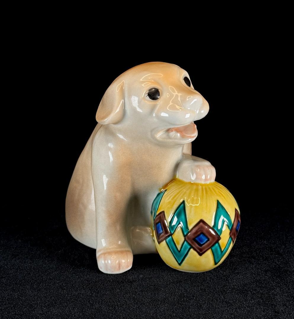 希少！　九谷焼　幸洋造　犬置物　玉犬　高さ15cm