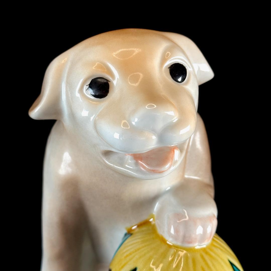 希少！　九谷焼　幸洋造　犬置物　玉犬　高さ15cm