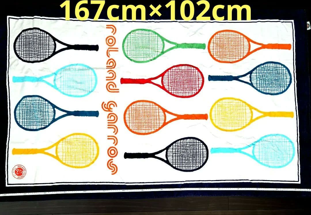 特大新品ローラン・ギャロス(全仏オープン)テニスラケットベルベット仕様バスタオル