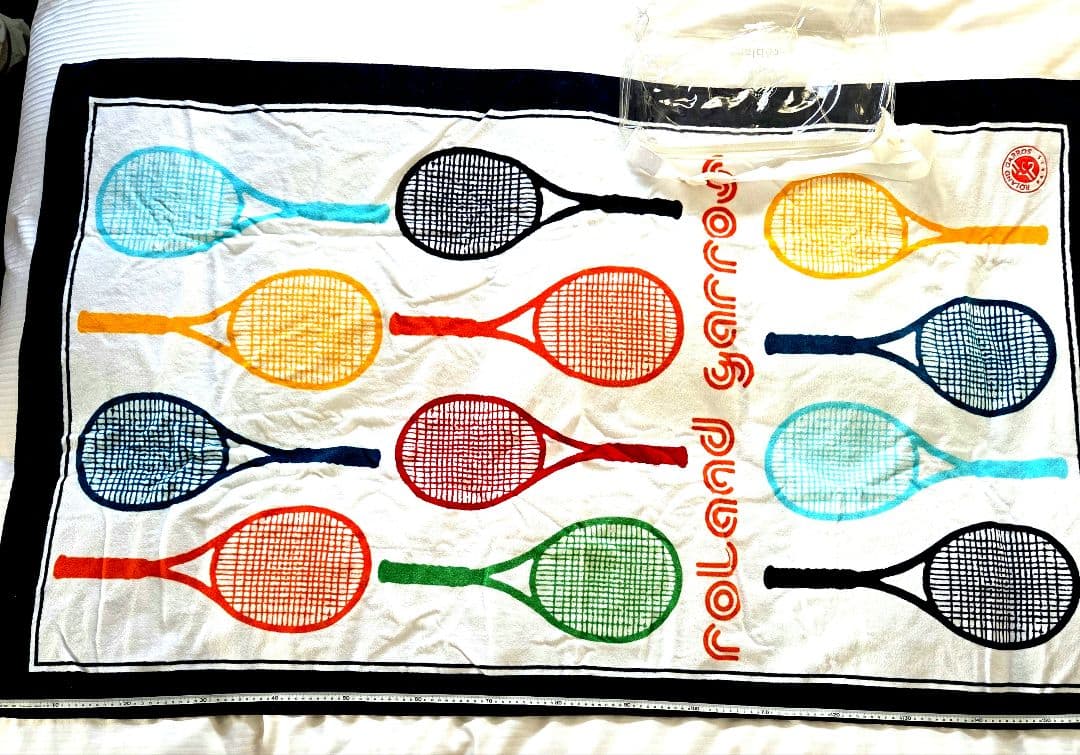 特大新品ローラン・ギャロス(全仏オープン)テニスラケットベルベット仕様バスタオル