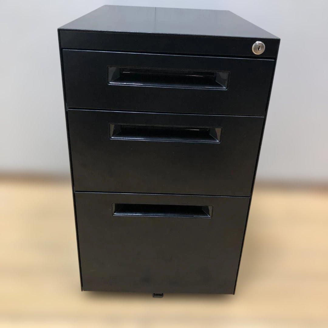 送料無料 【美品】NAIKI 鍵付きスチールワゴン 3段 　250720-5