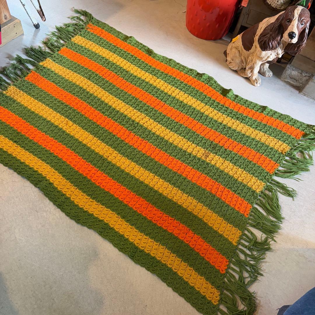 【USA vintage】グラニー ブランケット レトロ　膝掛け　ラグ