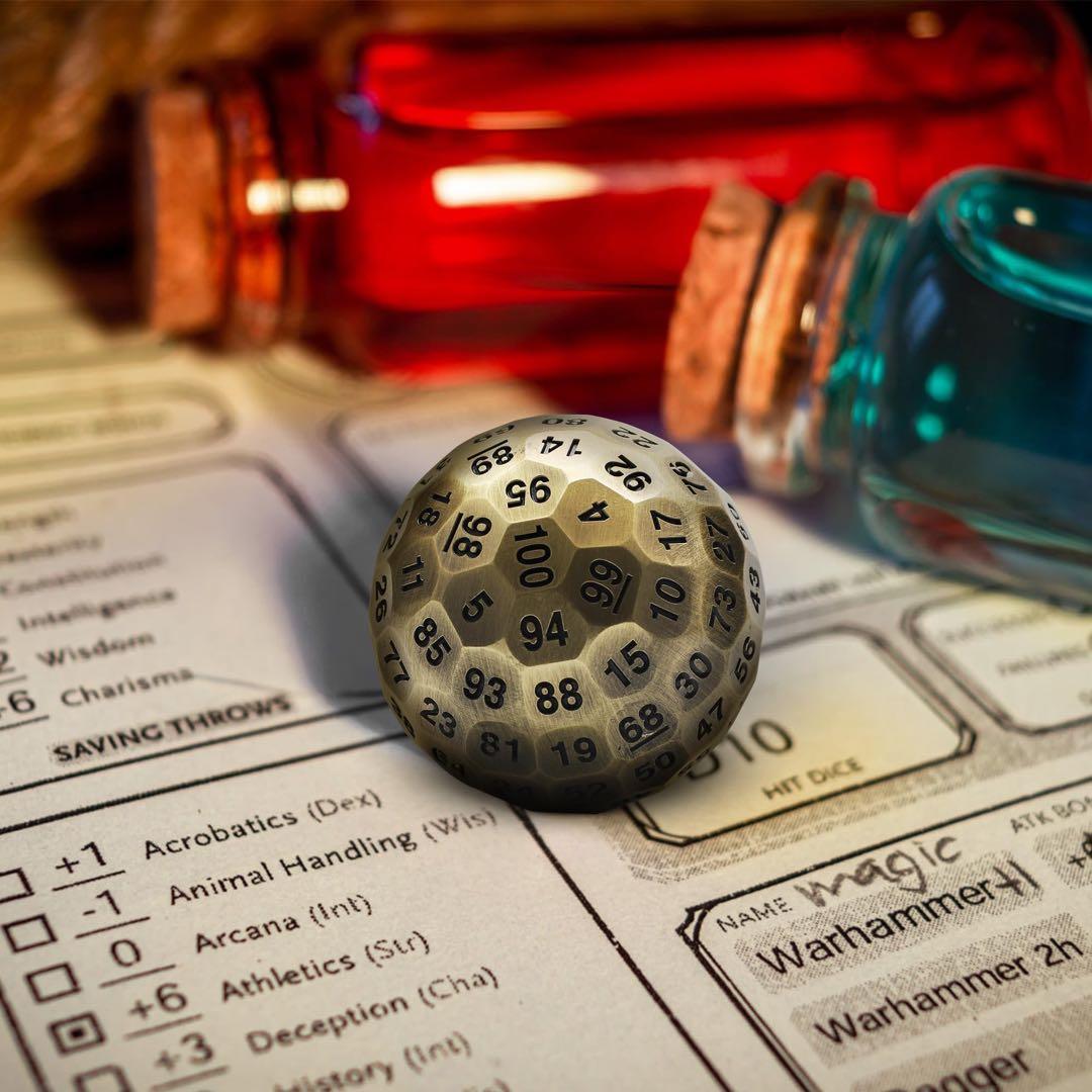 ❣️ 100面メタルダイス ロールプレイングサイコロ 1.97インチ 金色