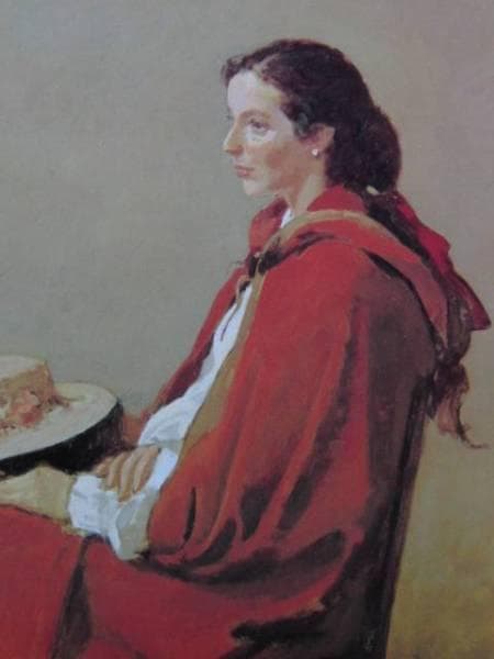 小磯良平、赤いマント、希少な額装用画集より、新品額装付、状態良好