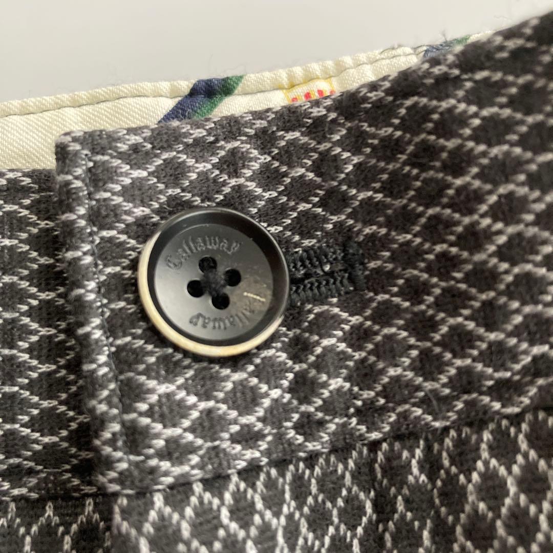 【超美品】Callaway ゴルフパンツ 裏起毛 ストレッチ ダイヤ柄 L 秋冬
