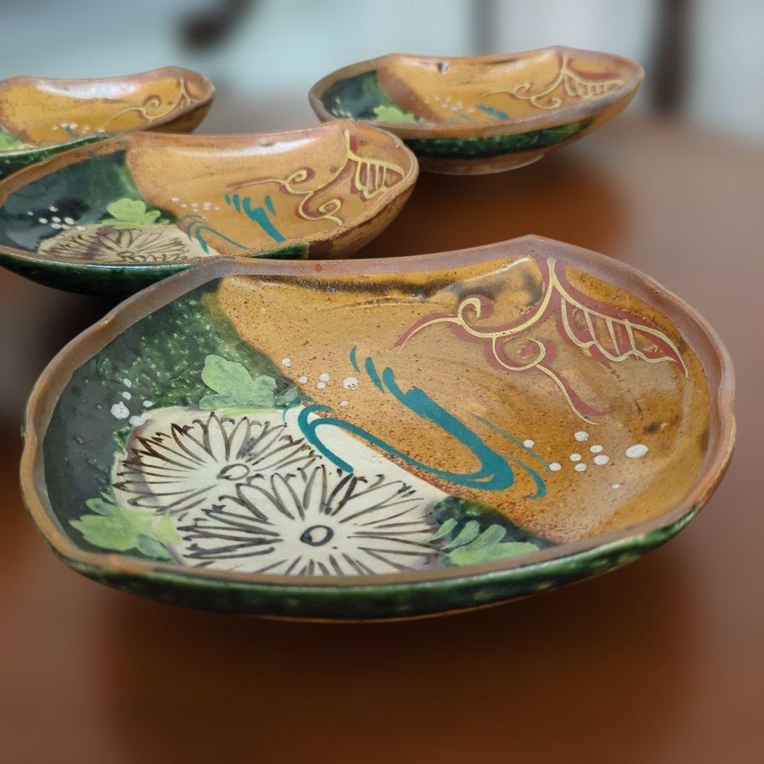 骨董　向付　菊に水流　皿　陶器　取り皿　アンティーク　5枚〜