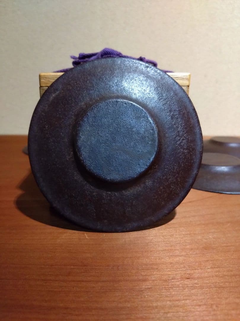 鉄の煎茶道具 鉄製 三つ葉葵 繋ぎ紋 茶托 五客 鉄器 茶道具