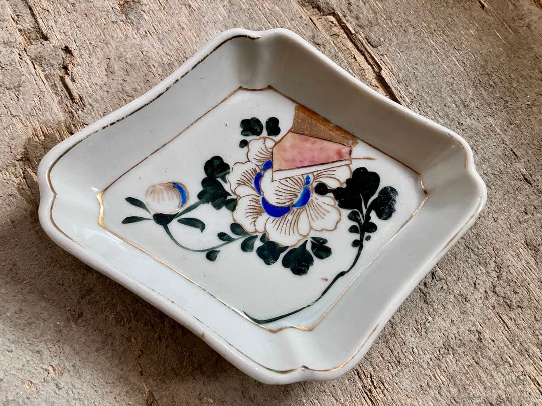 ✅骨董✅アンティーク/菱形皿絵付け/８客セット