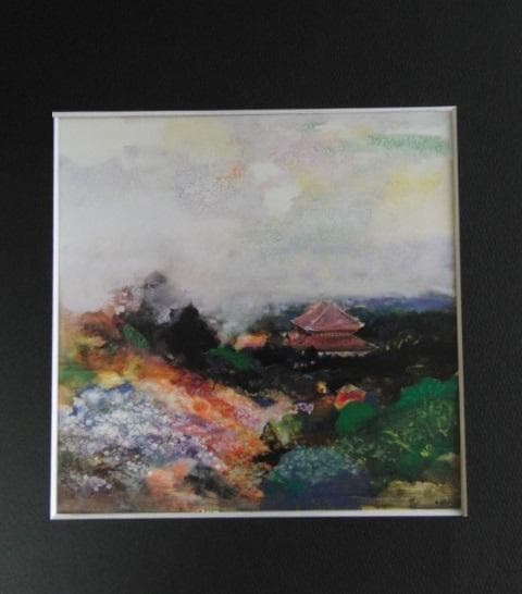 上橋薫、【大佛殿遠望】、希少な大判額装用画集より、美品、日本人画家