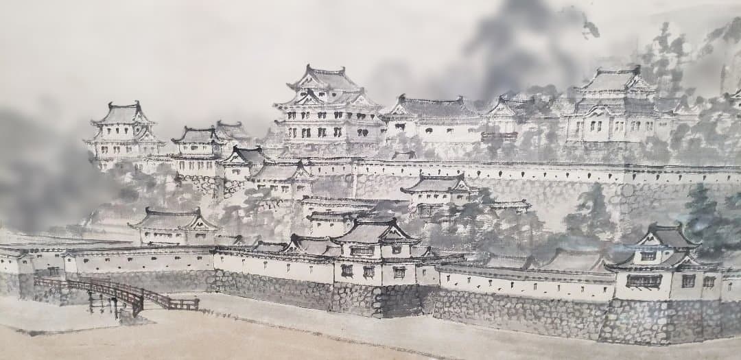 水墨画 城と風景 大判