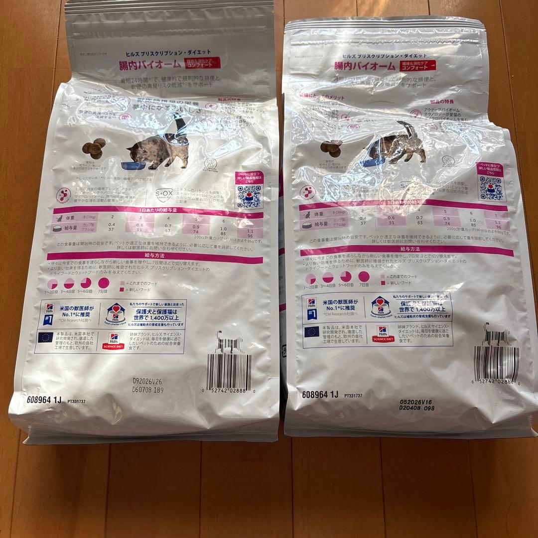 ヒルズ 腸内バイオーム 2kg 2袋 猫用療法食 繊維&消化ケアコンフォート