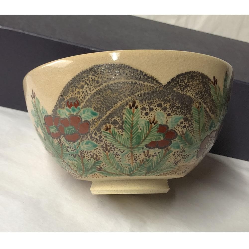 F1119 平安 丹祐 仁清写 茶碗 共箱 三国丹祐 抹茶碗 茶道具