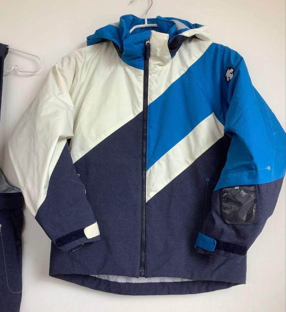 デサント　子ども用スキーウェア 150サイズ　青/白/ネイビー