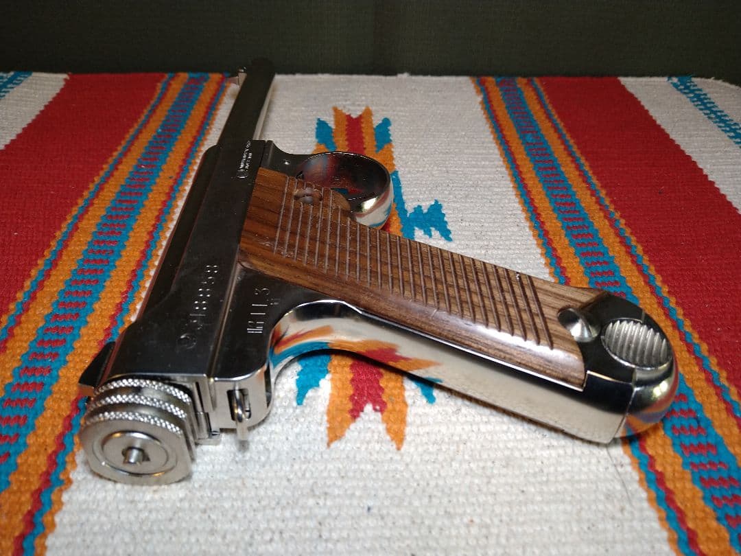 訳あり美品！マルシン工業南部十四年式6mmガスブロ　ニッケルシルバー高級木グリ！