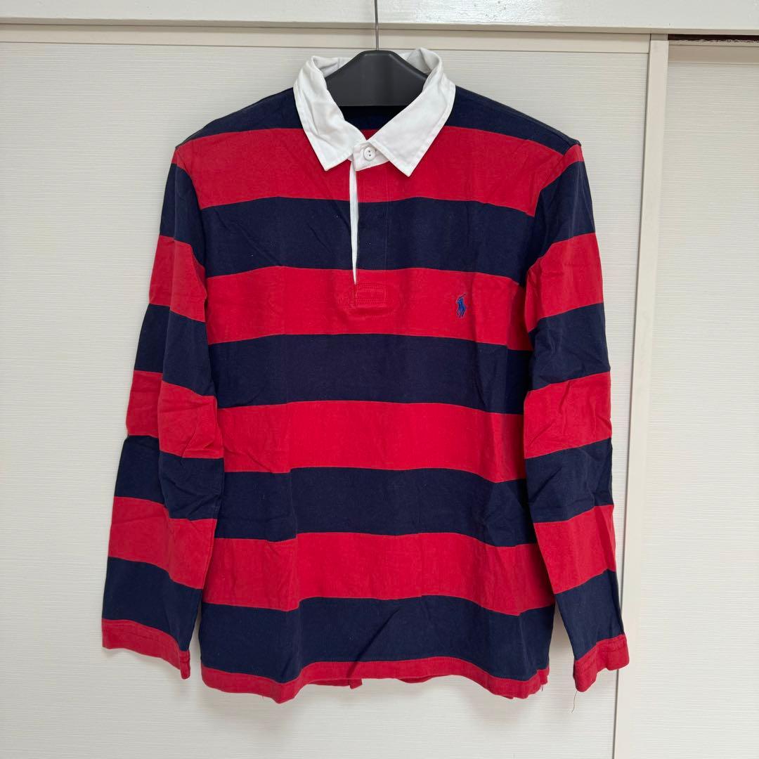 Ralph Lauren ラガーシャツ 太ボーダー 赤 紺 XL 古着