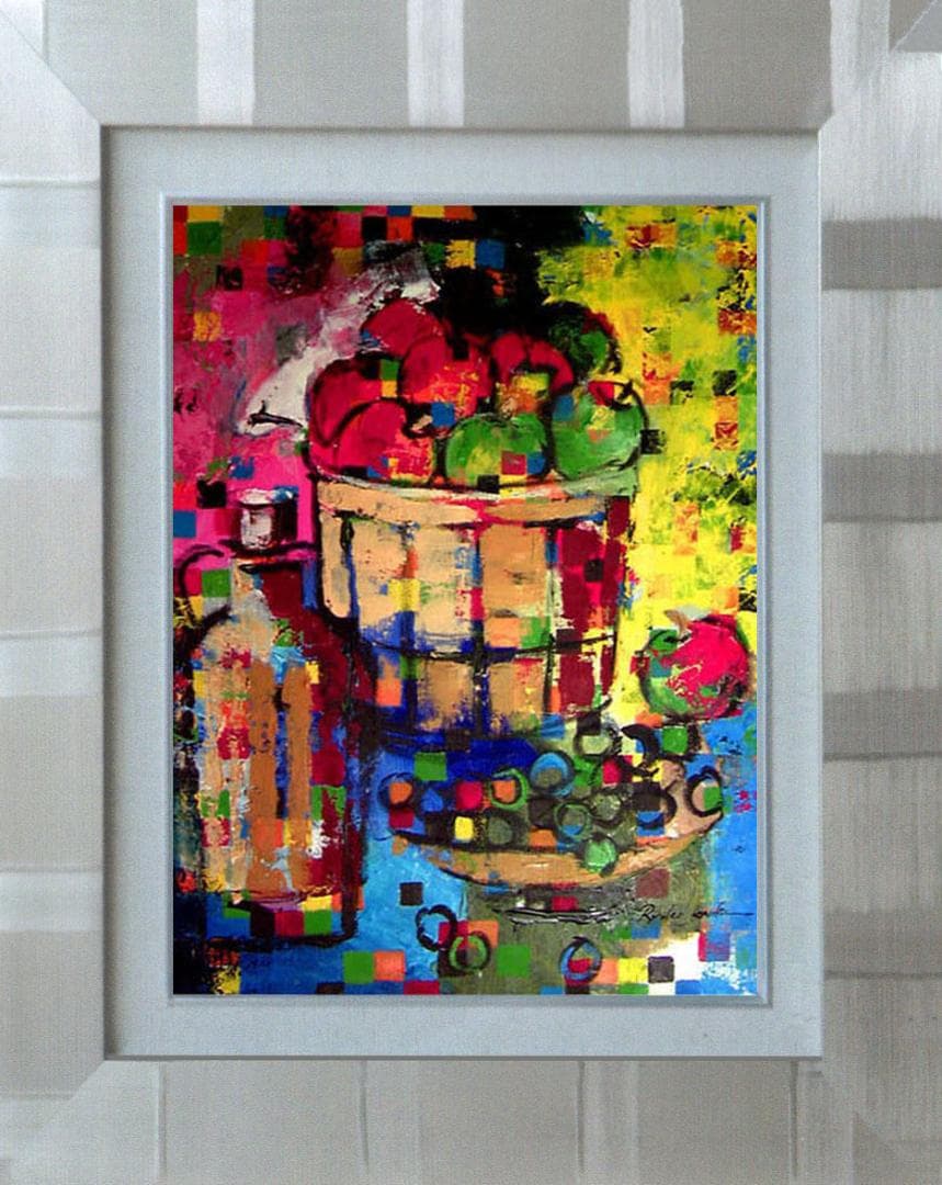 油絵 菅家令子 絵 絵画 インテリア uF6-063704 静物 果物 瓶