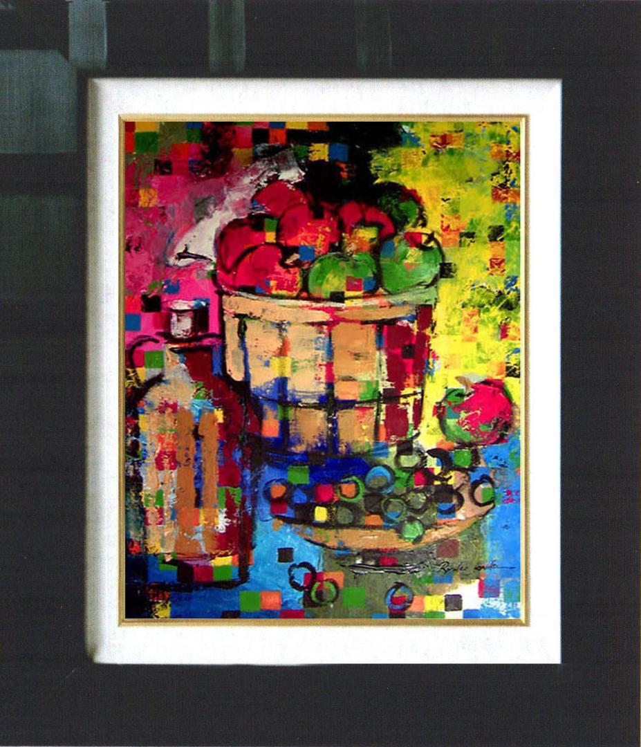 油絵 菅家令子 絵 絵画 インテリア uF6-063704 静物 果物 瓶