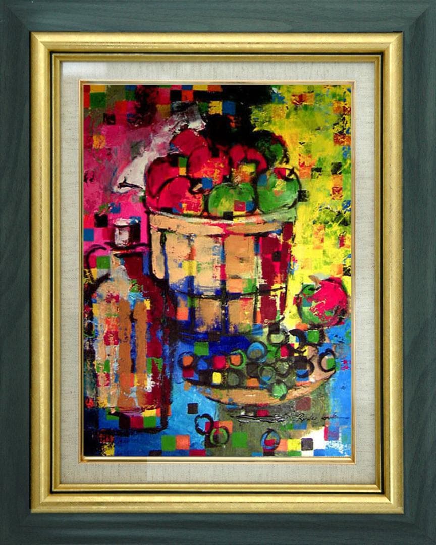 油絵 菅家令子 絵 絵画 インテリア uF6-063704 静物 果物 瓶