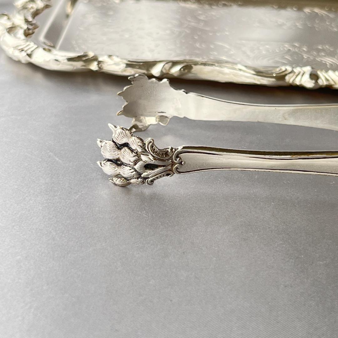 【仏蘭西】ライオン脚のトング【シルバープレート】 16cm