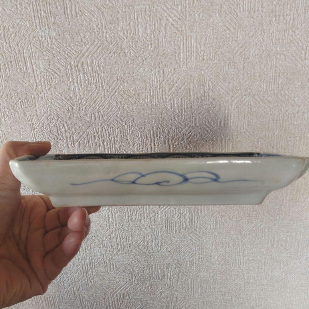 古伊万里切込焼蛸唐草長皿二客