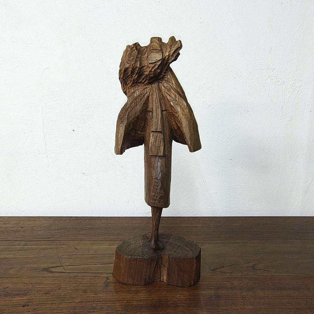 アイヌ　木彫り　彫刻　一刀彫　槐　メノコ