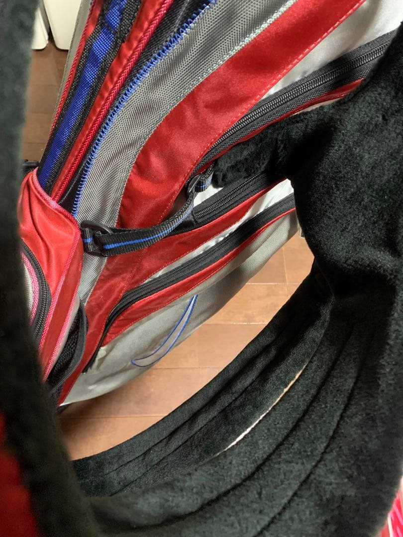 Nike キャディバッグ 赤銀 スタンド付き　ゴルフ