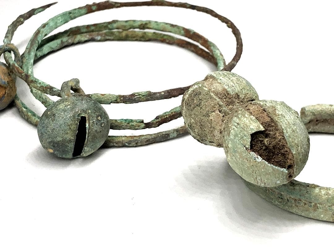 【 クメール青銅環/鈴 】　１２世紀　出土品　多数　蔵出　桐箱入り