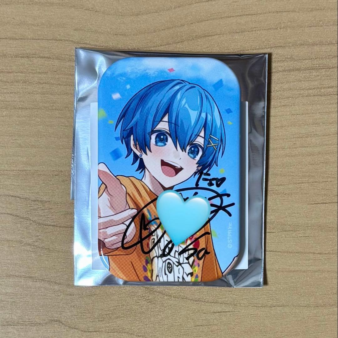 【期間限定値下げ⭕️】 AMPTAK スクエア缶バッジ　ちぐさくん 直筆サイン入り