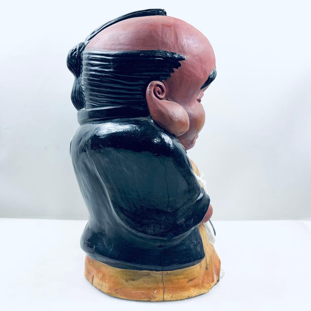 【蔵出し品】立ち　福助　置物　オブジェ　陶器　 当時物 レトロ アンティーク