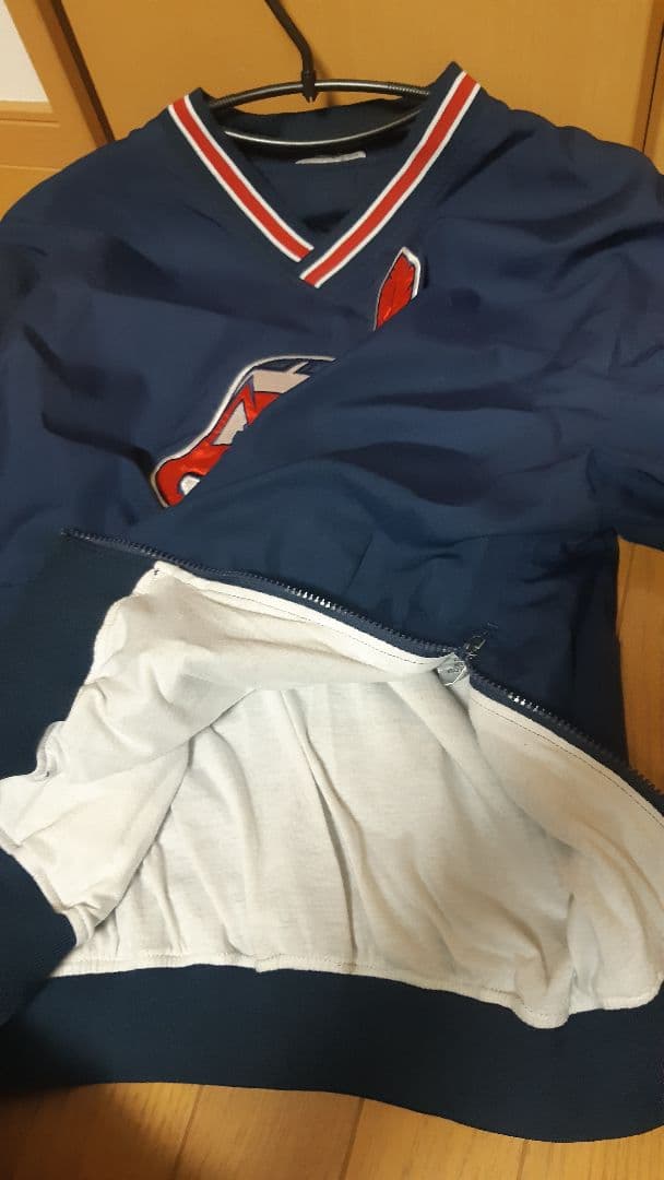 インディアンス　刺繍ロゴ ネイビー　プルオーバー　ジャケット　MLB