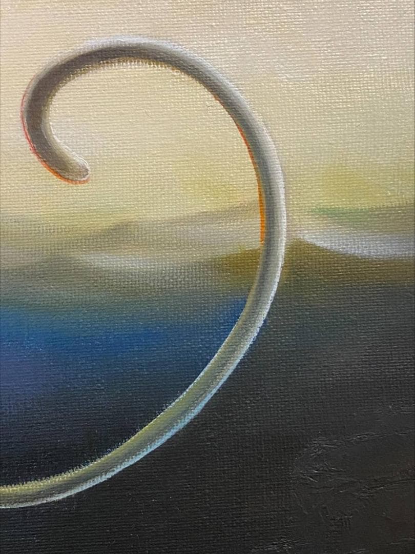 「真作」宇川征二『Streams and Lines』猫女　油絵　サイン有り