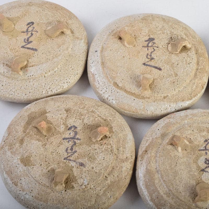 北大路魯山人作　志野焼　絵志野　鉄絵花草文　皿　五客　時代箱　M　8880