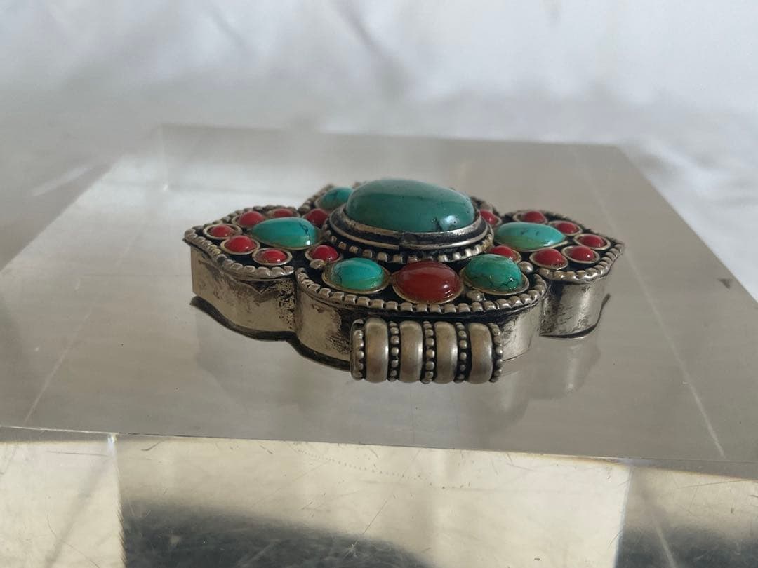 古いアフガニスタンSV伝統工芸「花のペンダントヘッド/経典入」②