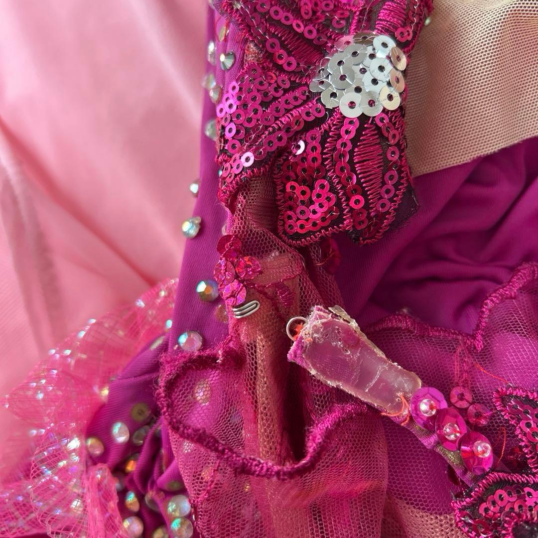 【華やか】フューシャピンク 豪華ストーン　クリスアン　社交ダンス　最終お値下げ