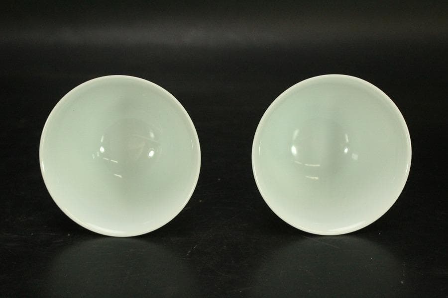 中国美術 白磁高碗 一対 雍正年製 款(A930)