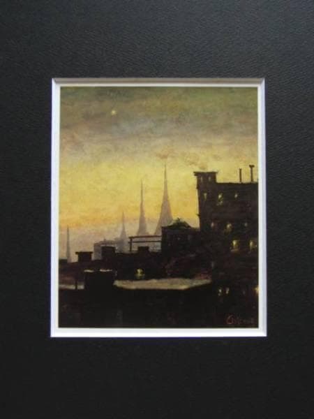 ルイス・エルシミアス、ニューヨークの屋根、希少画集画、新品額装付