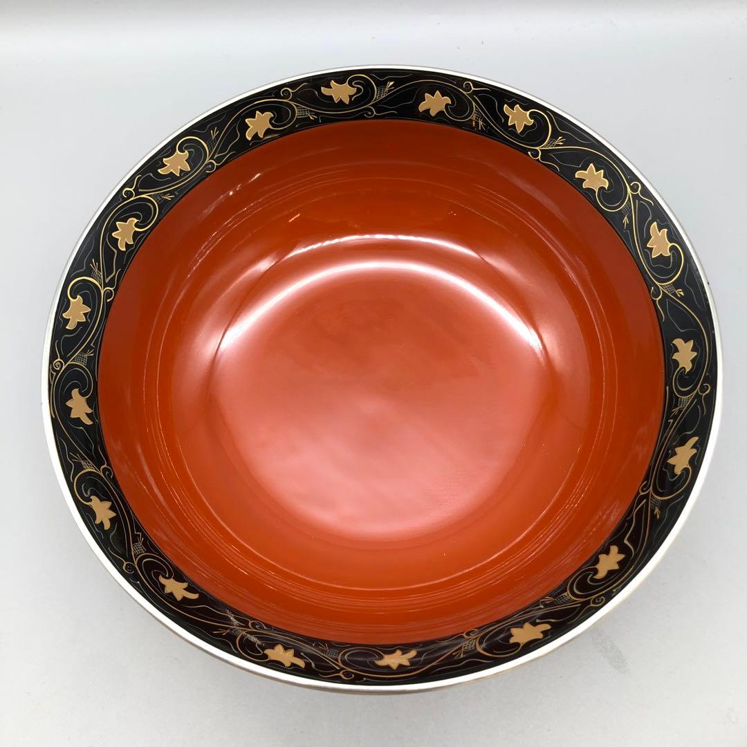 宮内庁御用達木箱入り新品未使用山田平安堂唐竹蒔絵兜鉢高級漆器飾りボウル24cm