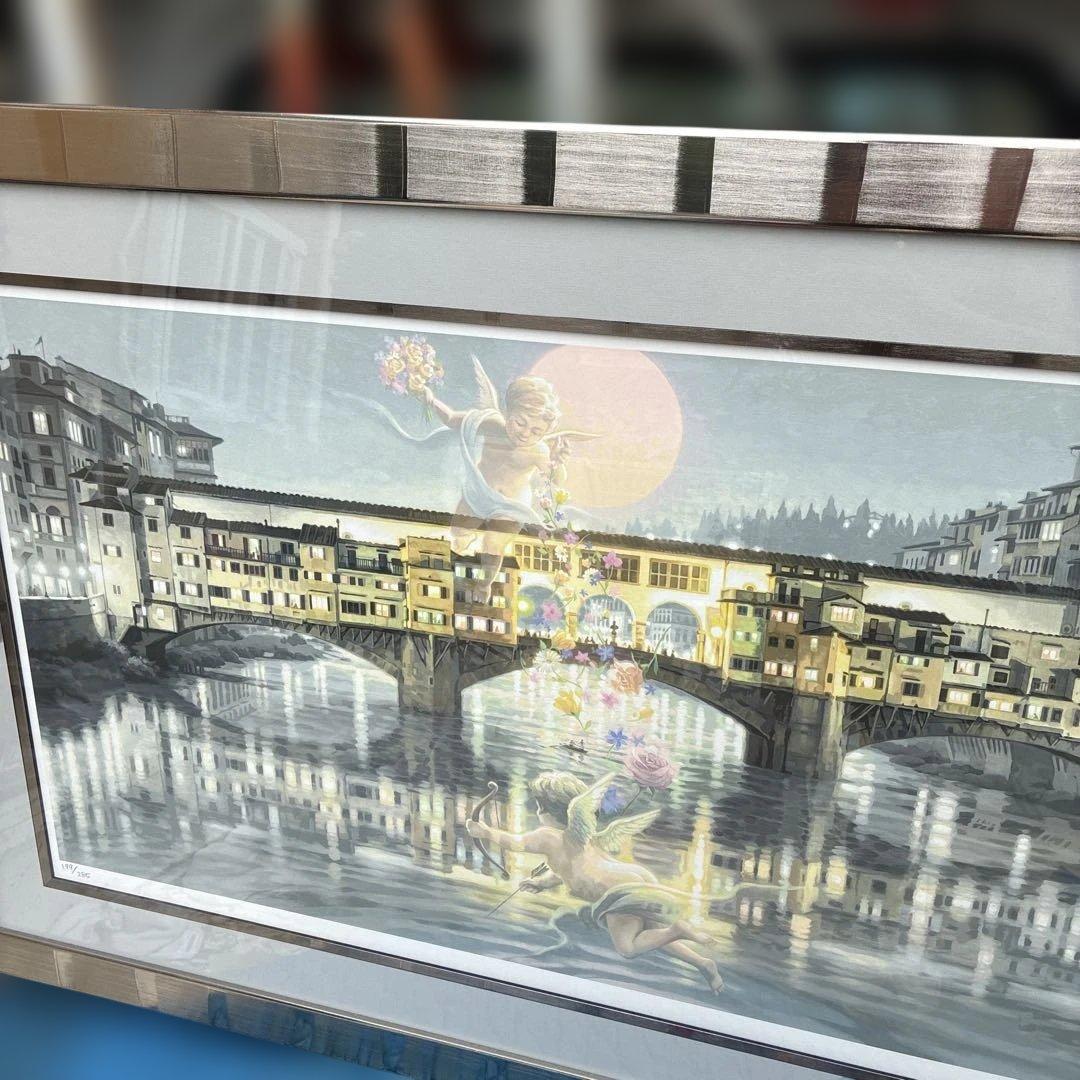 ‼️真作‼️笹倉鉄平　祝福　シルクスクリーン199／285額装、絵画、風景画、版画