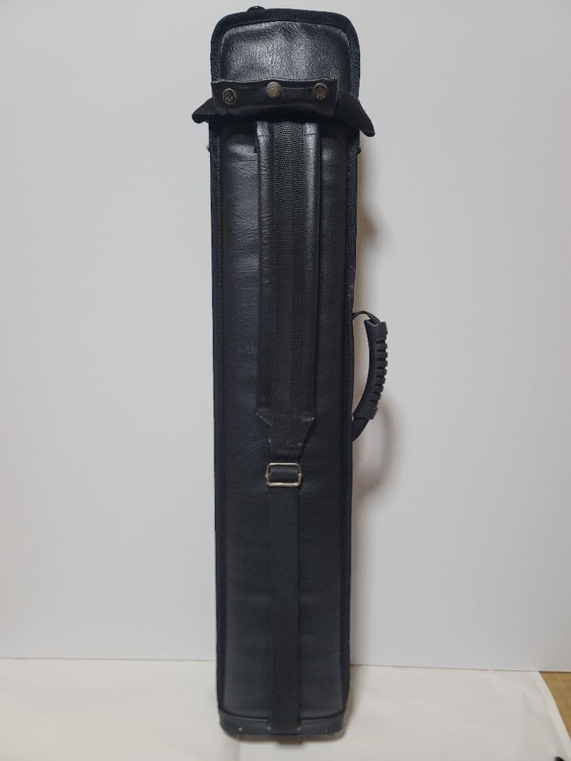 ビリヤードキューケース 黒 合成皮革 バット3本シャフト5本　中古品