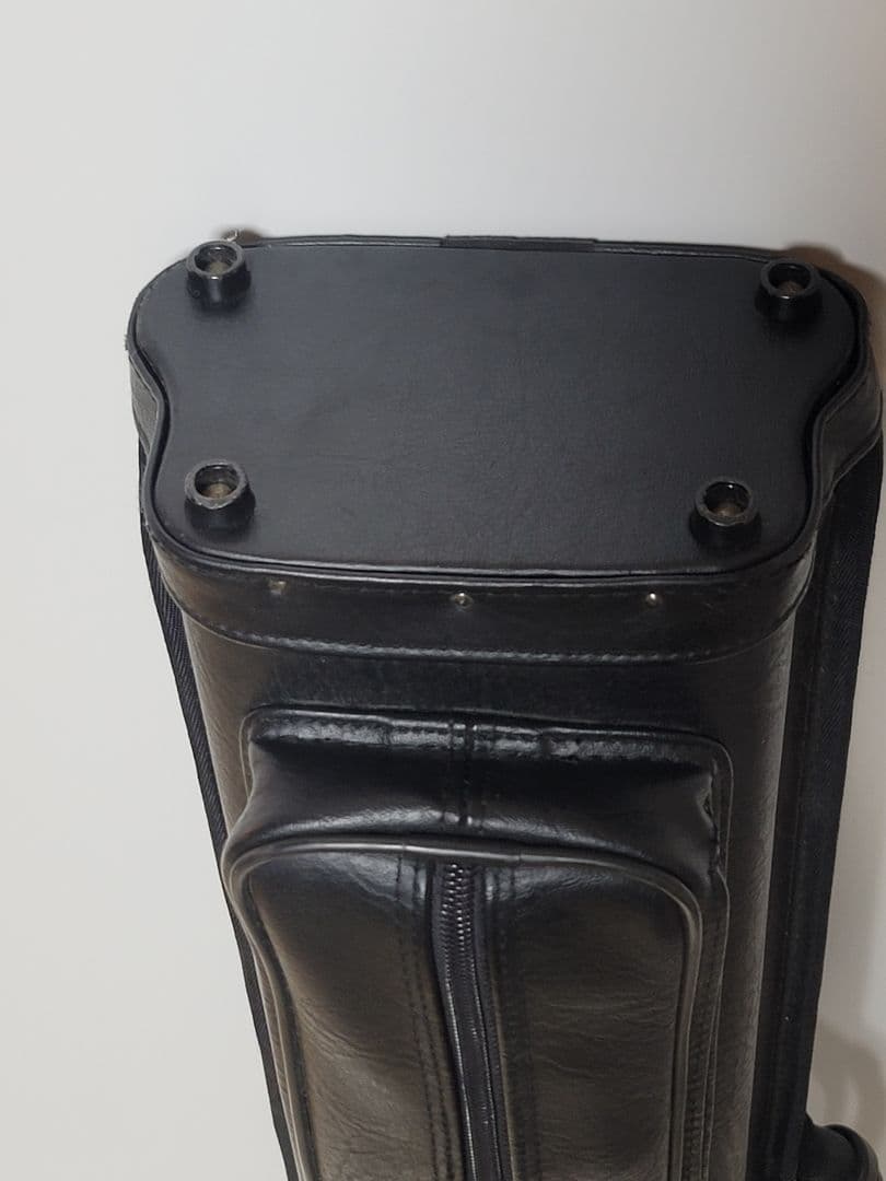 ビリヤードキューケース 黒 合成皮革 バット3本シャフト5本　中古品