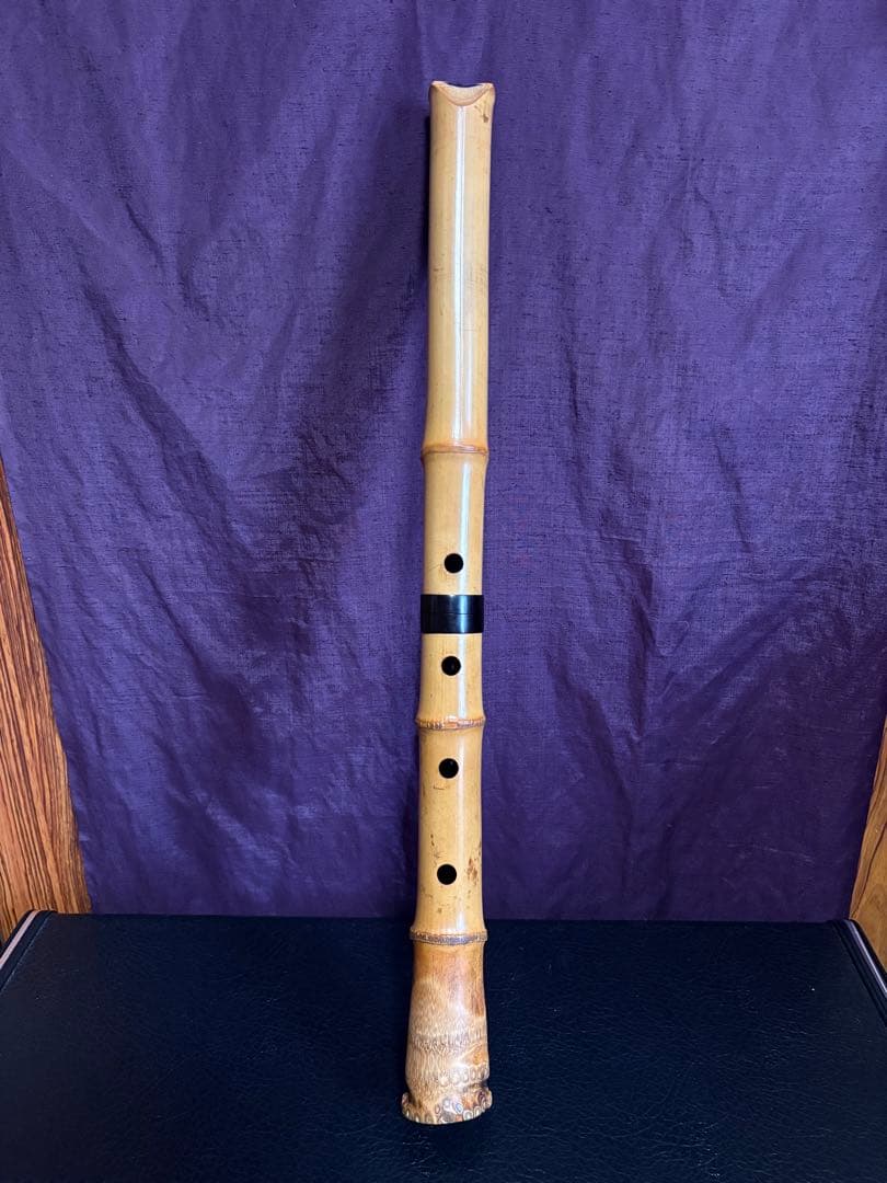 都山流尺八　在銘(2印)　長さー約58㎝　 重さー約430g　松下深水銘
