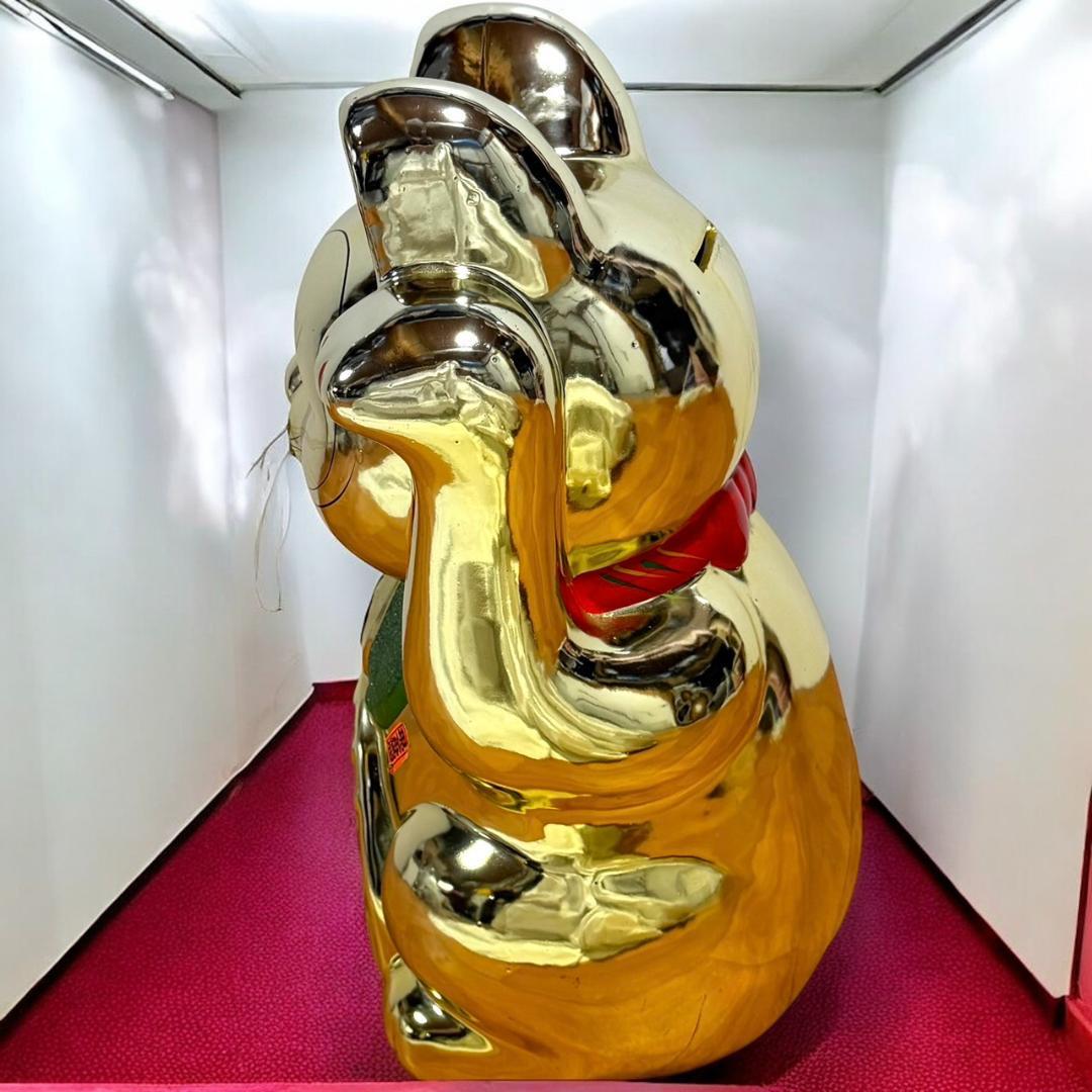 ☆送料無料 開運 金運上昇 幸せを招く 幸運の金色 招き猫 黄金 貯金箱 宝くじ