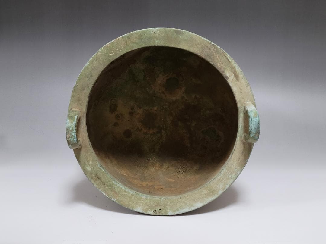古青銅造 三足両耳 香炉 春秋戦国漢時代 高さ約31.5cm