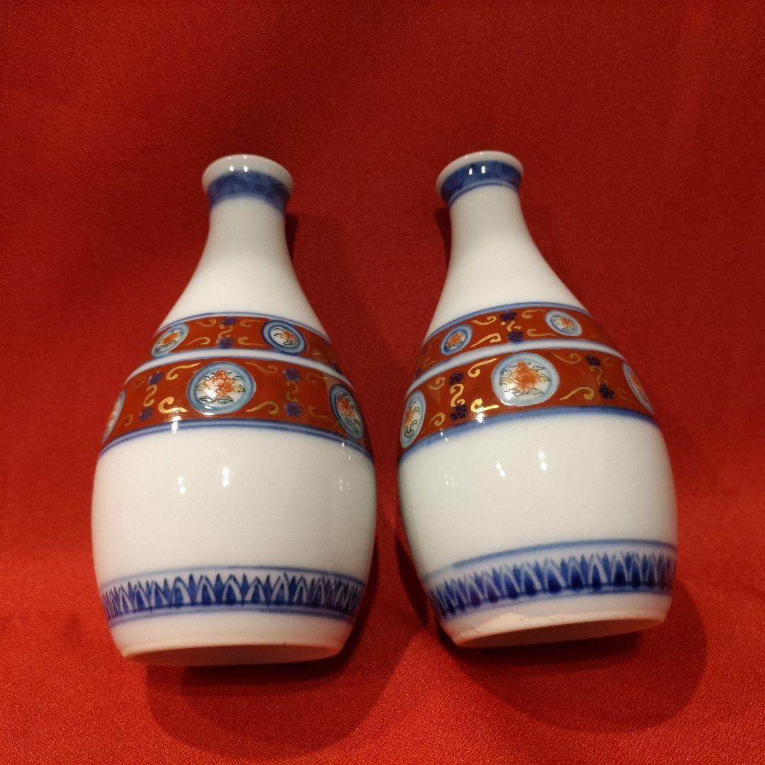 11代 今右衛門 錦丸紋模様酒器 盃5点 徳利2点 色鍋島 有田焼 お猪口 共箱